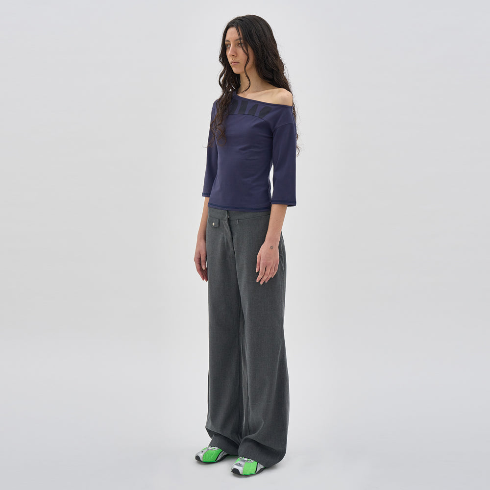 PARTIMENTO WOMEN PW PRINTED UNBALANCE TEE_NAVY