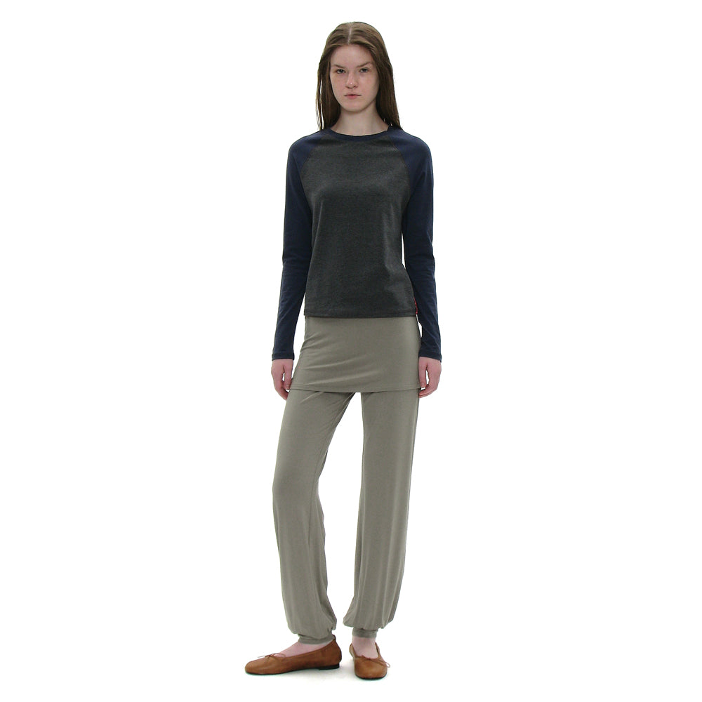 PARTIMENTO WOMEN PWC COLORBLOCK RAGLAN LONG SLEEVE TEE_CHARCOAL MELANGE
