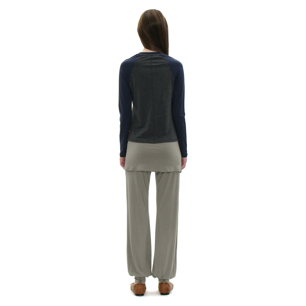 PARTIMENTO WOMEN PWC COLORBLOCK RAGLAN LONG SLEEVE TEE_CHARCOAL MELANGE