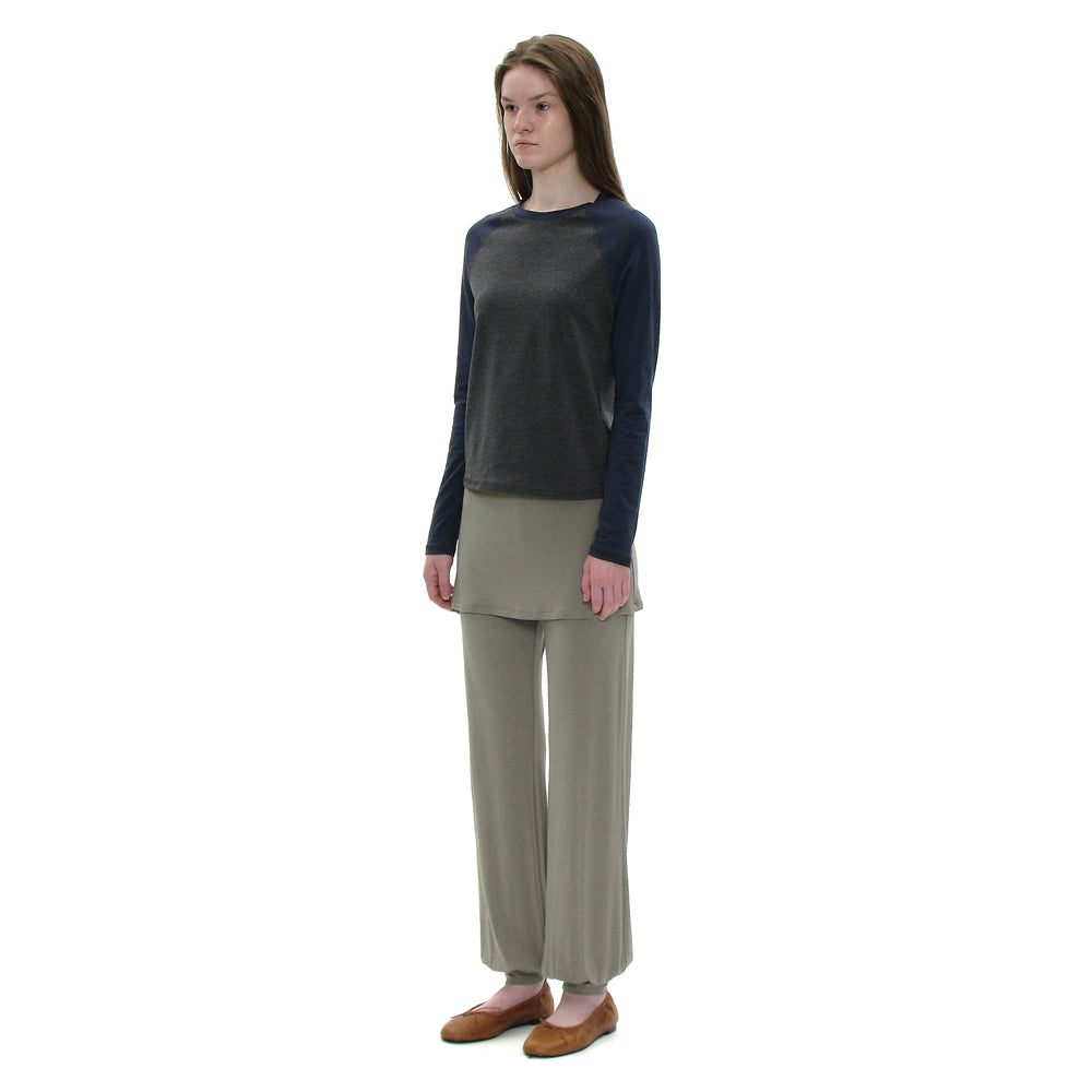 PARTIMENTO WOMEN PWC COLORBLOCK RAGLAN LONG SLEEVE TEE_CHARCOAL MELANGE