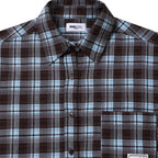 MICHIKO LONDON KOSHINO OVERSIZED CHECK SHIRTS SKY BROWN