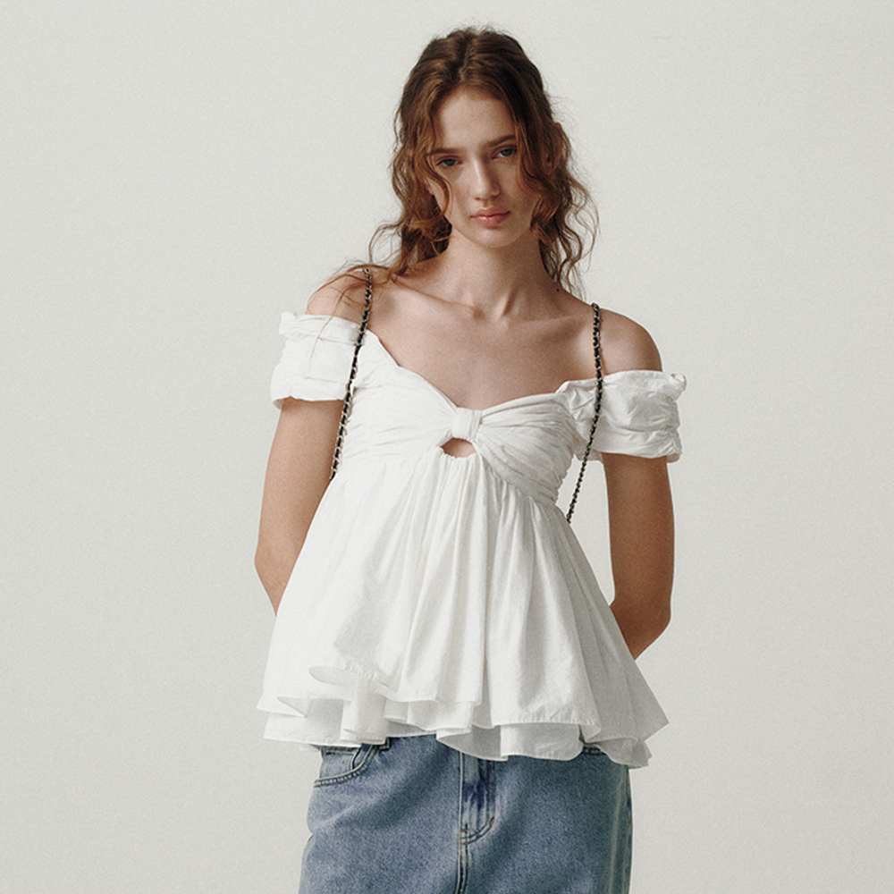 THE BARNNET Magnolia Off-Shoulder Top_White