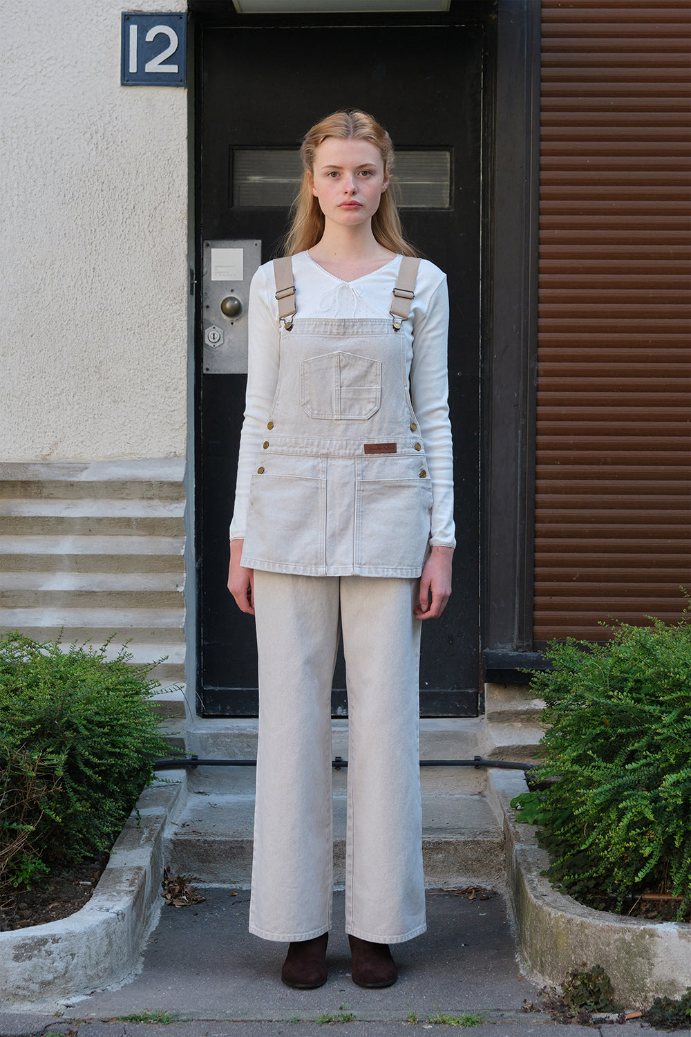 SOMEWHEREBUTTER SOMEWHEREBUTTER Vintage Combi Cotton Overall - Oat Beige