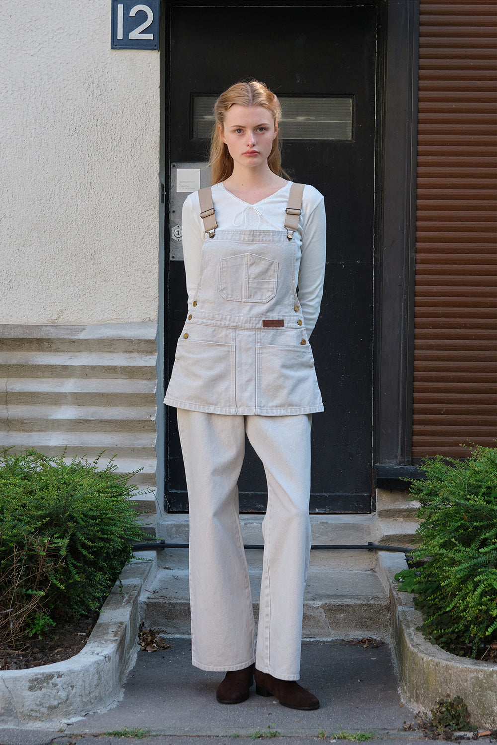 SOMEWHEREBUTTER SOMEWHEREBUTTER Vintage Combi Cotton Overall - Oat Beige