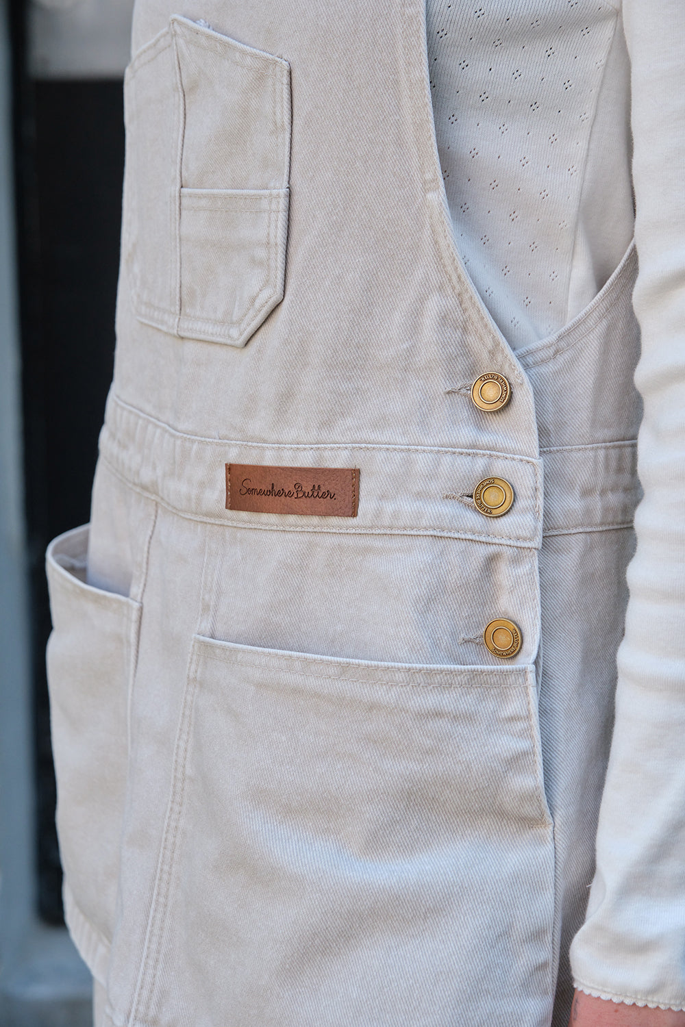 SOMEWHEREBUTTER SOMEWHEREBUTTER Vintage Combi Cotton Overall - Oat Beige