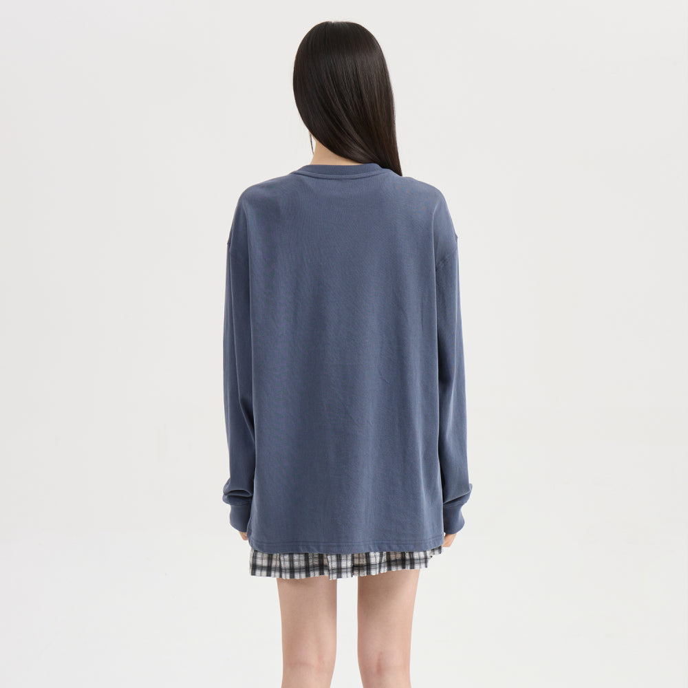 LUCKY CHOUETTE Chouetties by LUCKY CHOUETTE Graphic Loose Fit Pigment Long Sleeve T-shirt (dark blue) LATAX25250BUD
