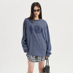 LUCKY CHOUETTE Chouetties by LUCKY CHOUETTE Graphic Loose Fit Pigment Long Sleeve T-shirt (dark blue) LATAX25250BUD