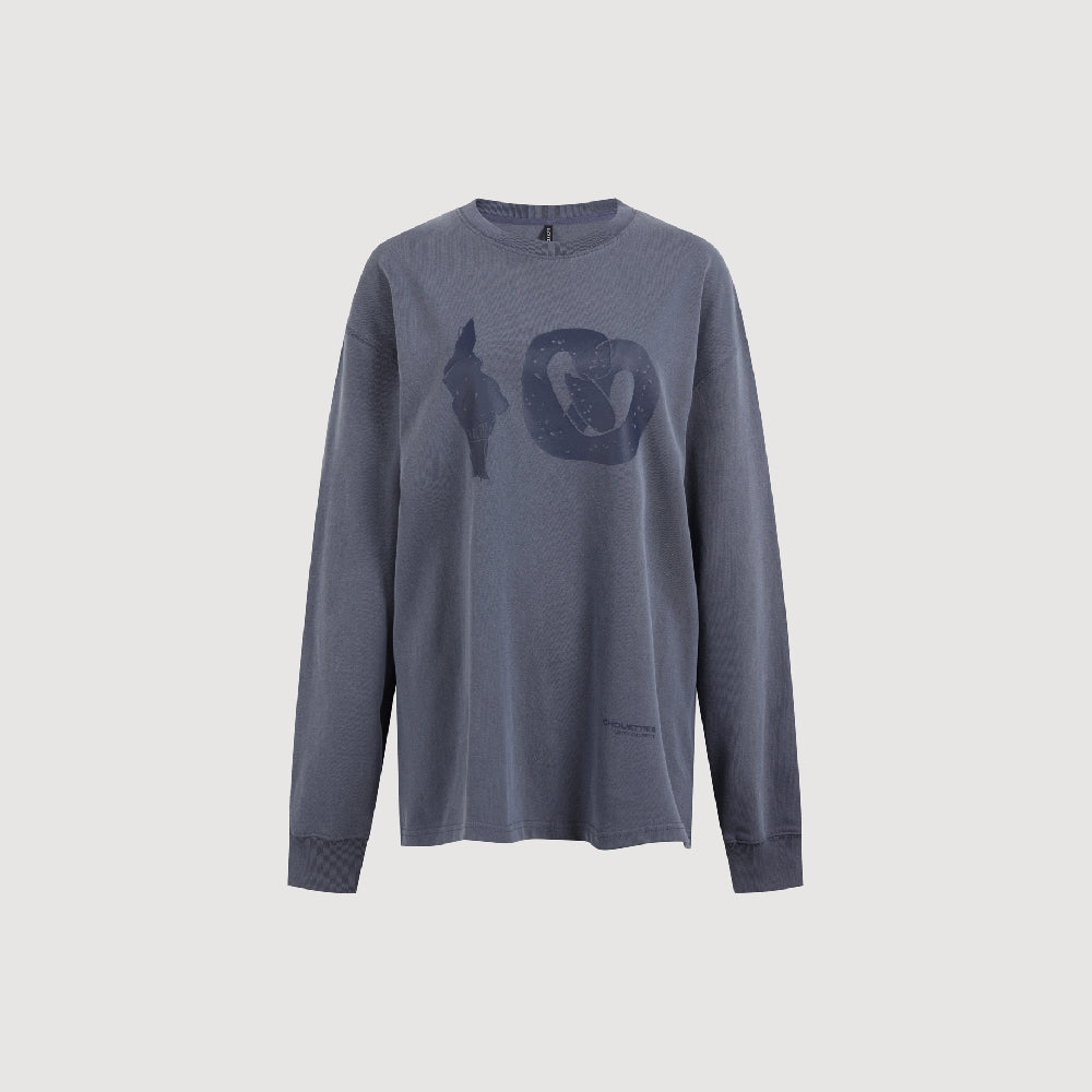 LUCKY CHOUETTE Chouetties by LUCKY CHOUETTE Graphic Loose Fit Pigment Long Sleeve T-shirt (dark blue) LATAX25250BUD