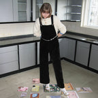SINOON SINOON Vintage Rose Velvet Overall (Black)