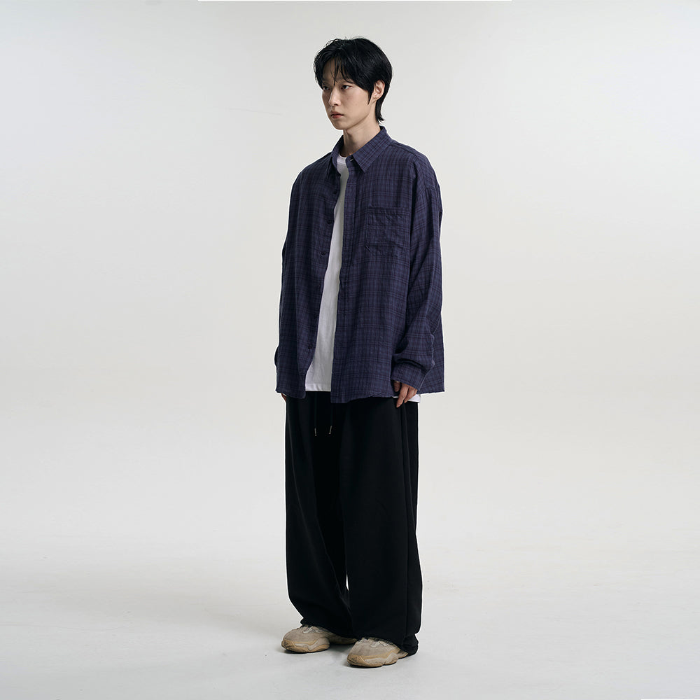 MOOVN Vintage grunge check shirt navy