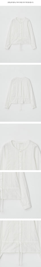 LINGSEOUL jacquard pintuck blouse-ivory
