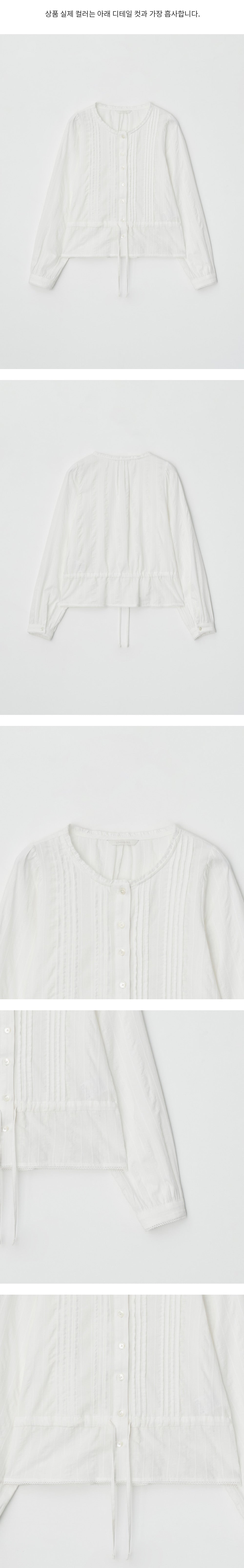LINGSEOUL jacquard pintuck blouse-ivory
