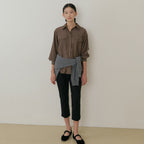 LINGSEOUL sheer pocket shirt-brown