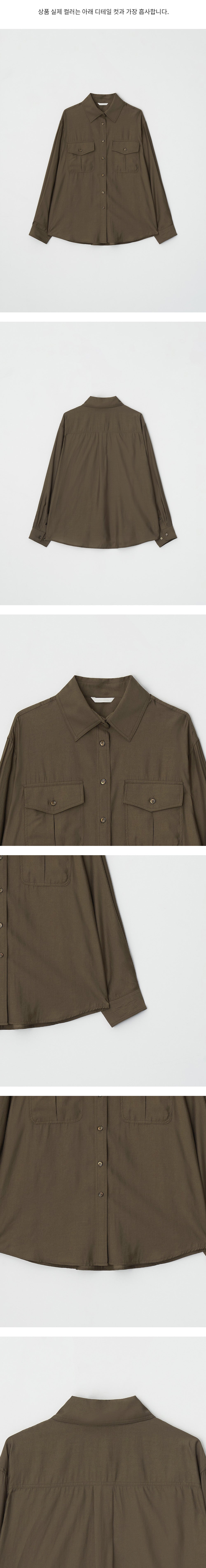LINGSEOUL sheer pocket shirt-brown