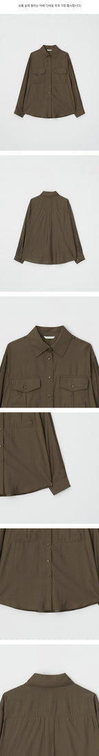 LINGSEOUL sheer pocket shirt-brown