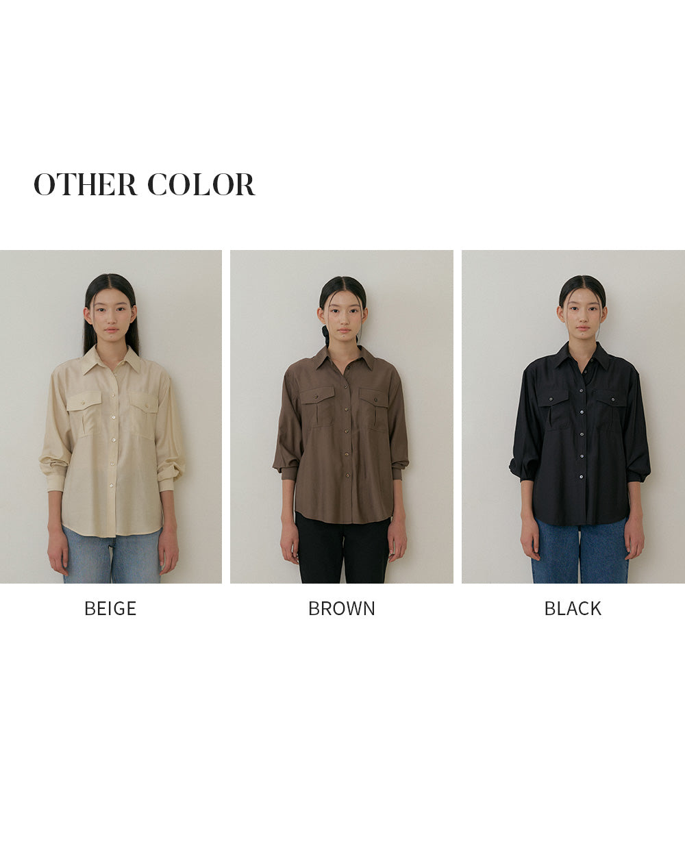 LINGSEOUL sheer pocket shirt-brown