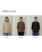 LINGSEOUL sheer pocket shirt-brown