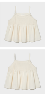 kindersalmon Pintuck Lace Sleeveless Top Cream