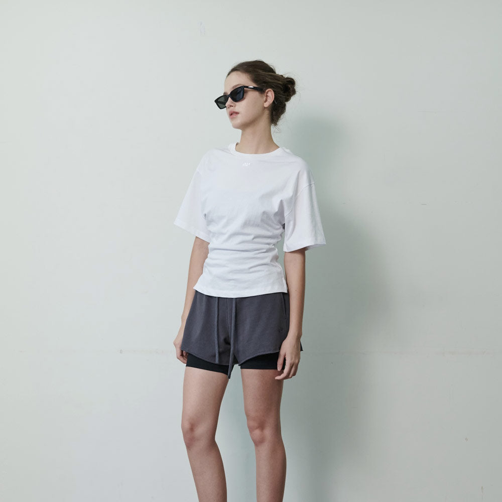 NUVAIV Women's Slim Fit Wide Short Sleeve T-Shirt [White]