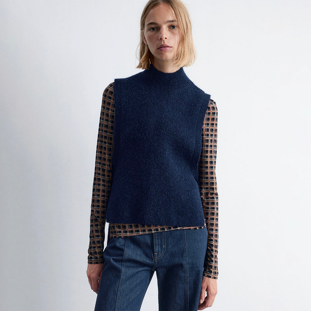 & Other Stories Wool Vivid Collar (Navy Blue)