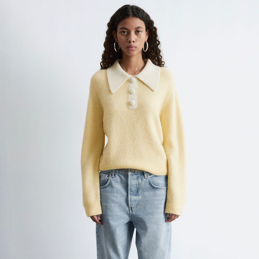 & Other Stories Alpaca Blend Collar Sweater (Light Yellow)