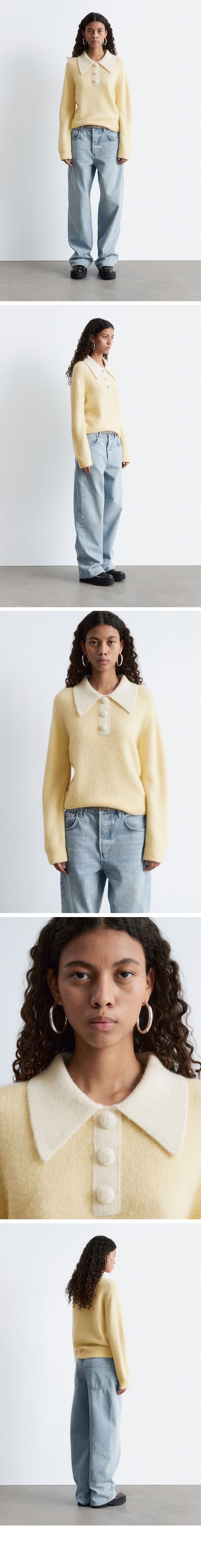 & Other Stories Alpaca Blend Collar Sweater (Light Yellow)