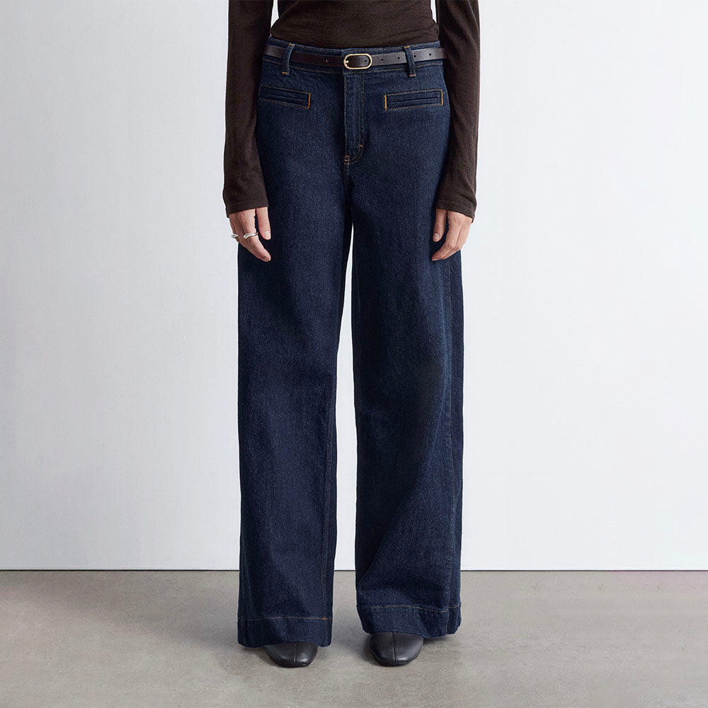& Other Stories Regular Wide Leg Jeans (Dark Blue)
