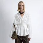 & Other Stories Fitted Waist Cotton Shirt (White)