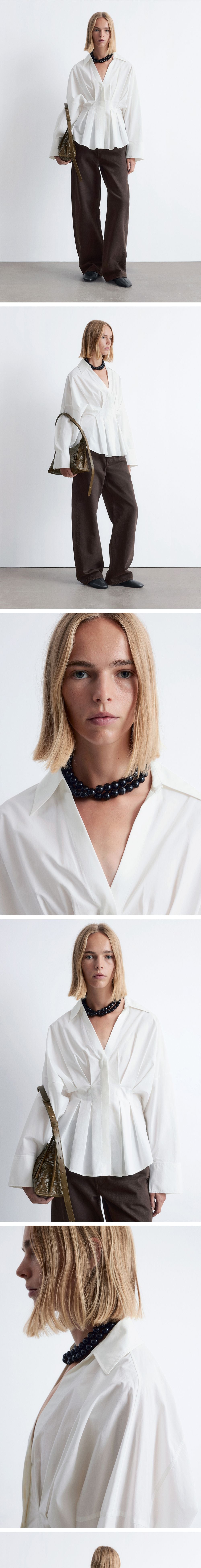 & Other Stories Fitted Waist Cotton Shirt (White)