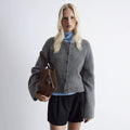 & Other Stories Cropped Wool Alpaca Blend Cardigan (Dark Gray)