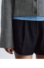 & Other Stories Cropped Wool Alpaca Blend Cardigan (Dark Gray)