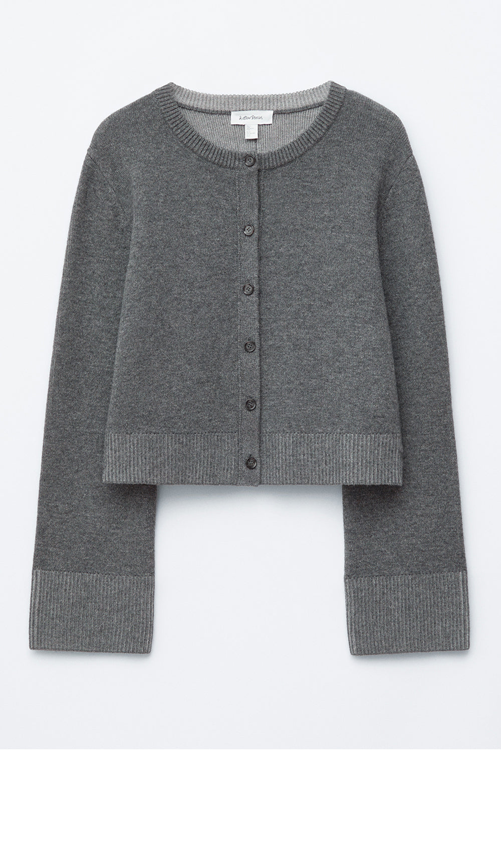 & Other Stories Cropped Wool Alpaca Blend Cardigan (Dark Gray)