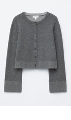 & Other Stories Cropped Wool Alpaca Blend Cardigan (Dark Gray)