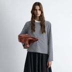 & Other Stories Long Sleeve Jersey Top (Navy/White Stripes)