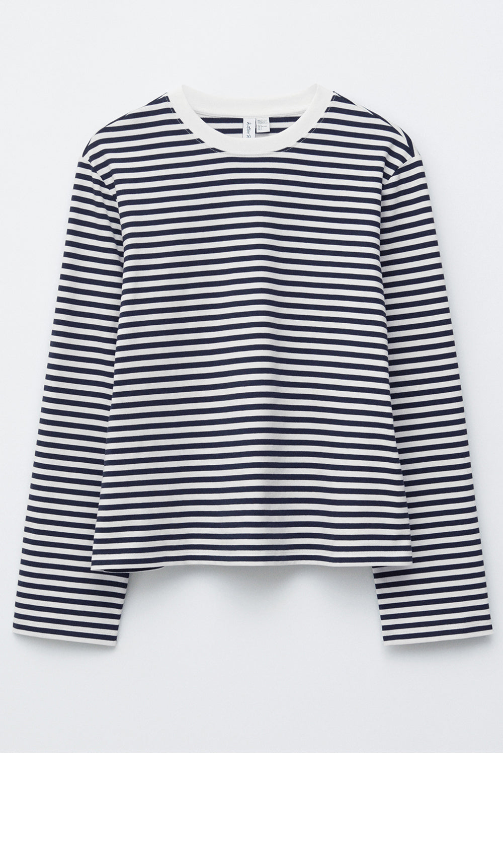 & Other Stories Long Sleeve Jersey Top (Navy/White Stripes)