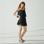 VIKINI VENDER VIKINI VENDER Ferrendo Chiffon Pleated Romper - Black