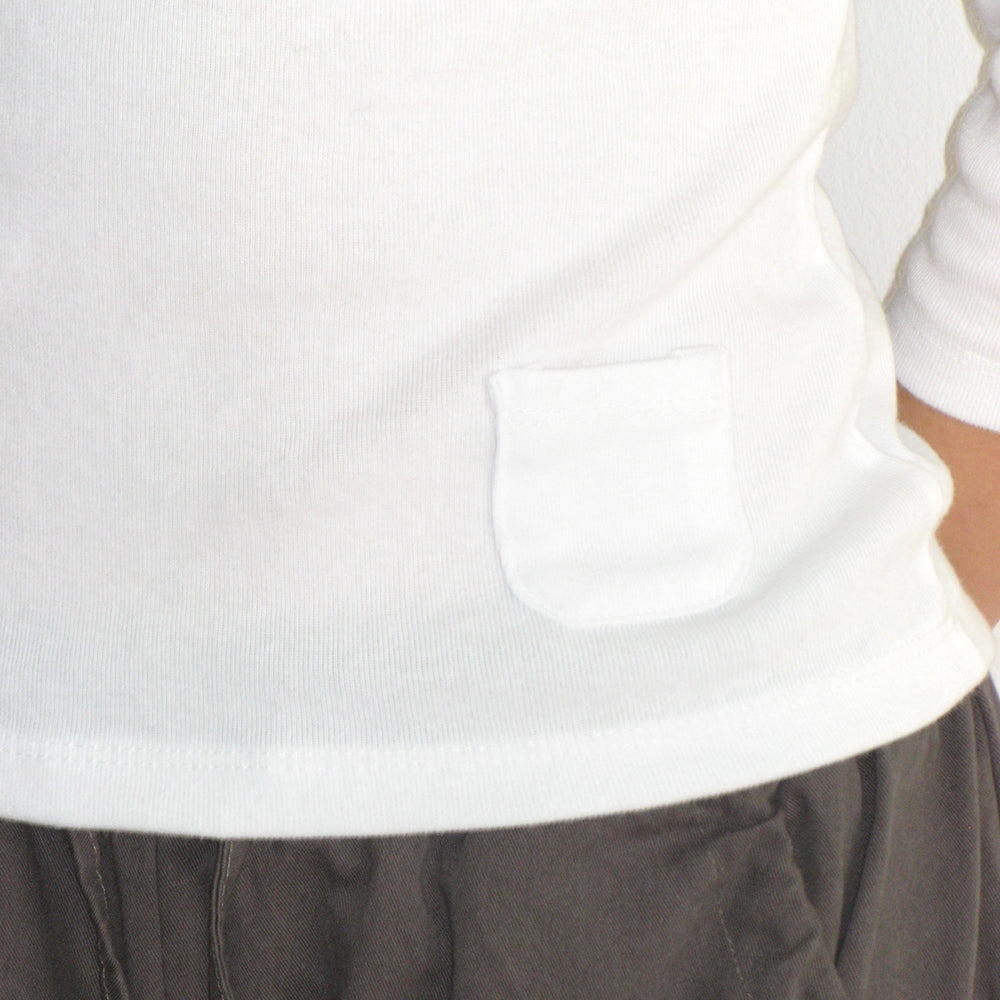 RONRON MINI POCKET V NECK T SHIRT WHITE