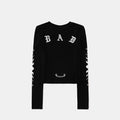 BADBLOOD w-tee25-159 Mystic Rhinestone Logo Jersey Slim Long Sleeve - Black