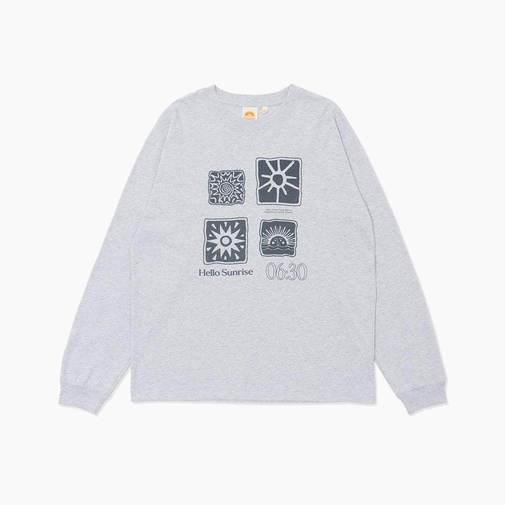 HELLO SUNRISE Sun Stamp L/S Tee_Gray