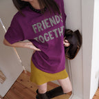 Cosymosy Friends Together Patchwork T-Shirt - Purple (2 Size)