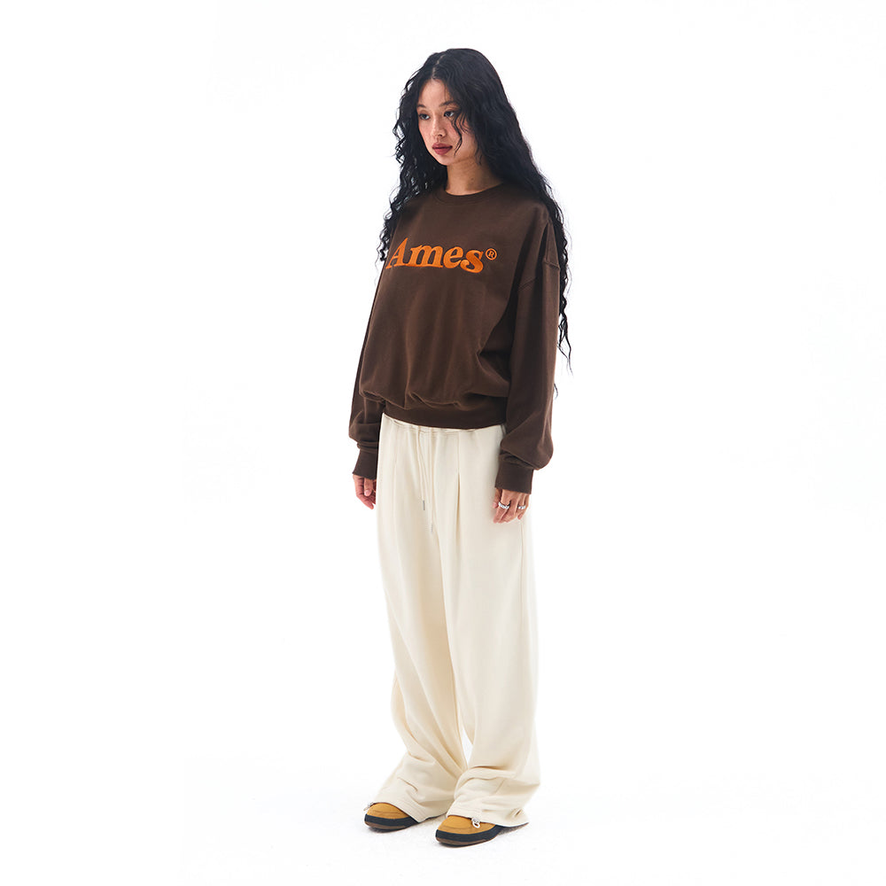 ames worldwide BASIC LOGO SWEATSHIRT BROWN