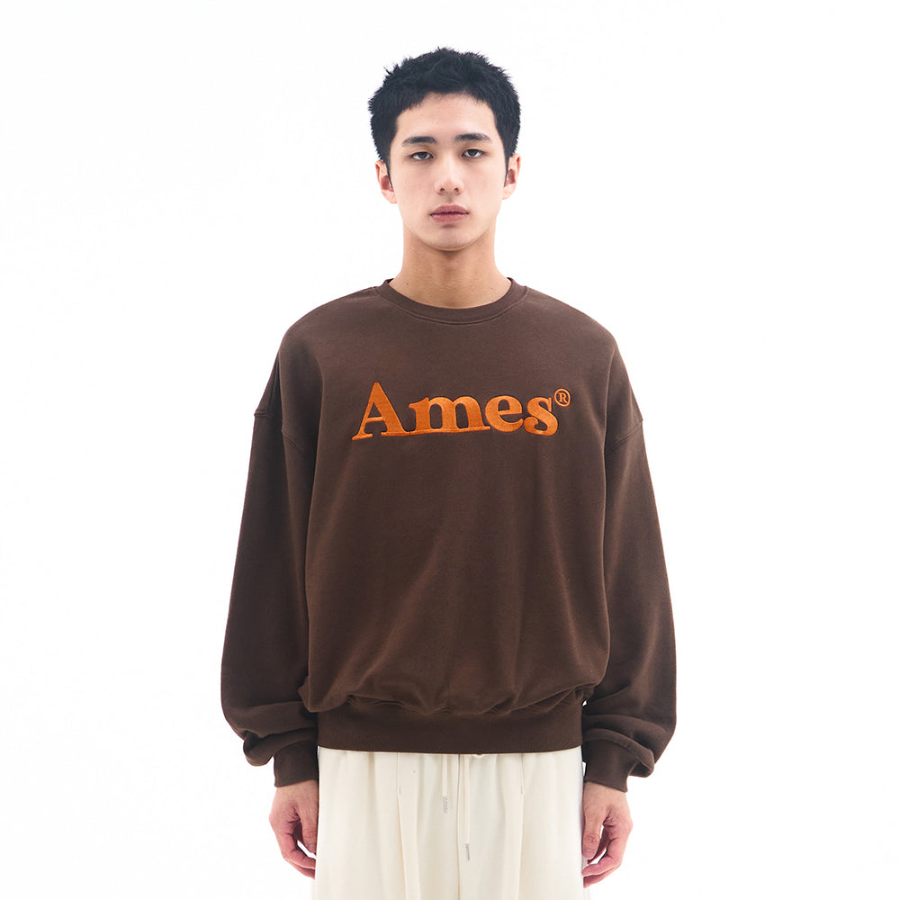 ames worldwide BASIC LOGO SWEATSHIRT BROWN