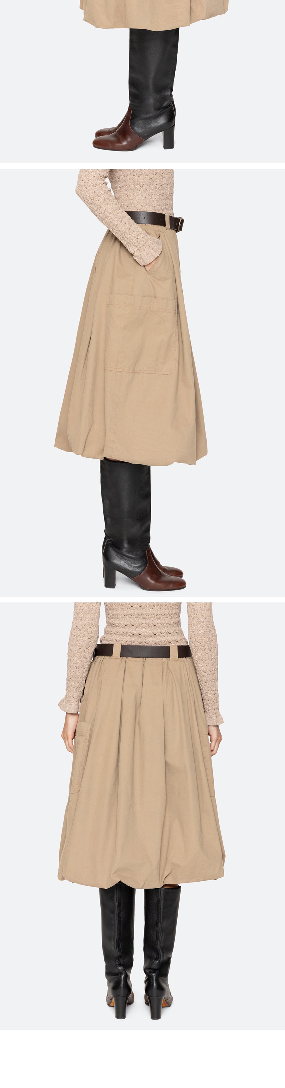 SEA NEW YORK (W) SULLIVAN SPORTSWEAR BELTED BUBBLE SKIRT (CAMEL)