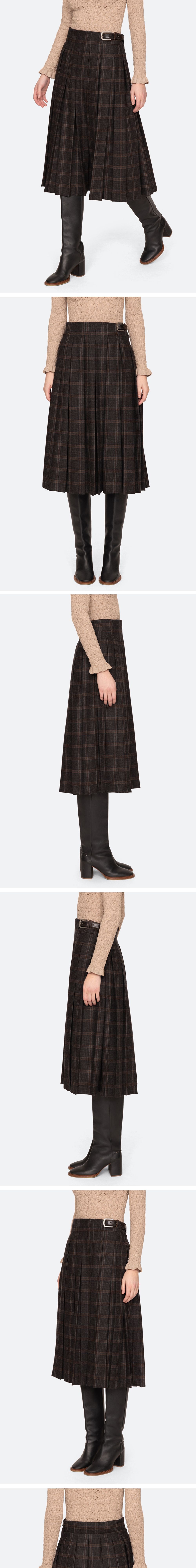 SEA NEW YORK (W) MONROE WOOL PLAID BELTED PLEAT SKIRT (D2) (MULTI)