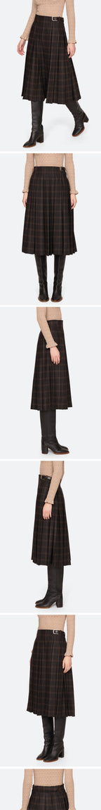 SEA NEW YORK (W) MONROE WOOL PLAID BELTED PLEAT SKIRT (D2) (MULTI)