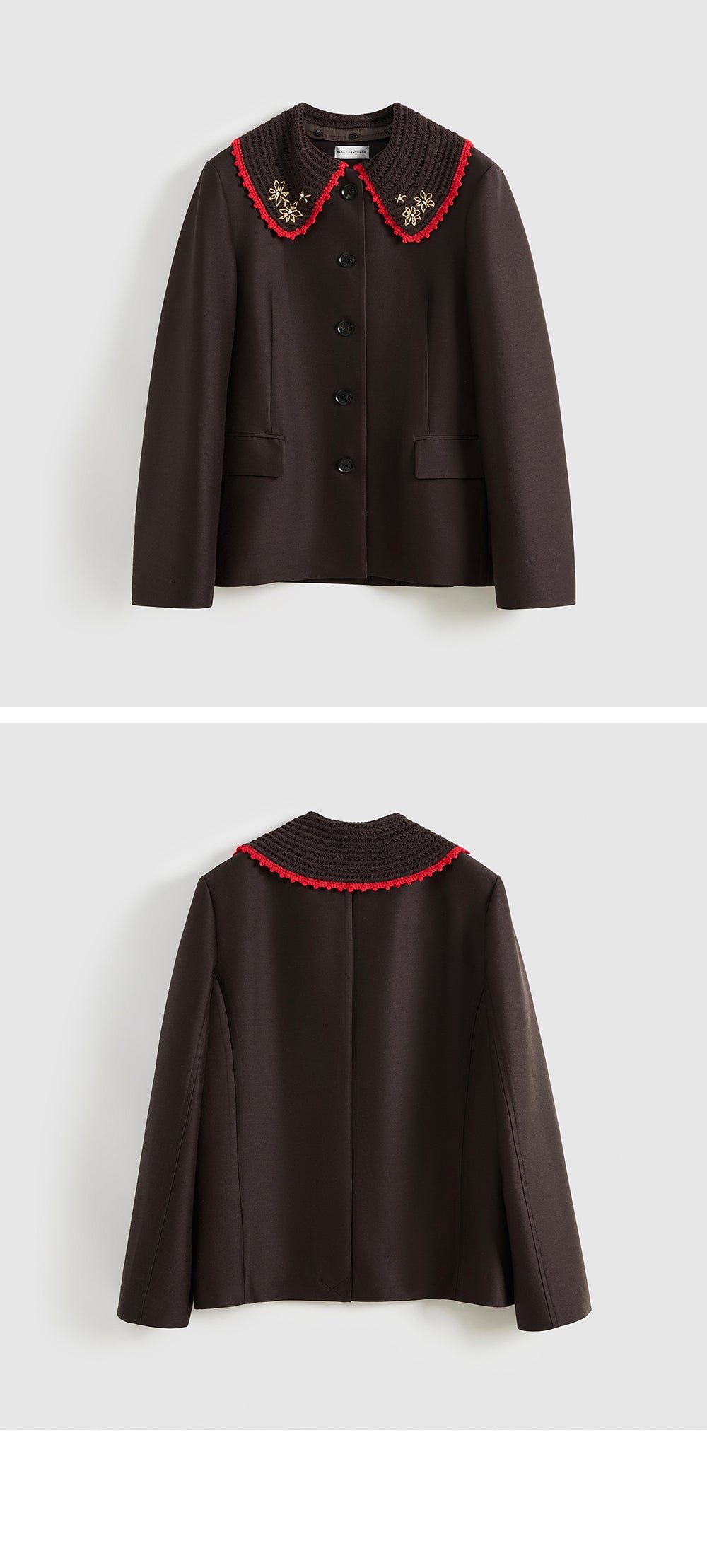 SHORT SENTENCE (concierge) (W) DETACHABLE KNITTED COLLAR BLAZER (CHESTNUT BROWN)