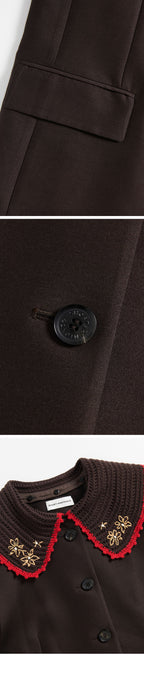 SHORT SENTENCE (concierge) (W) DETACHABLE KNITTED COLLAR BLAZER (CHESTNUT BROWN)