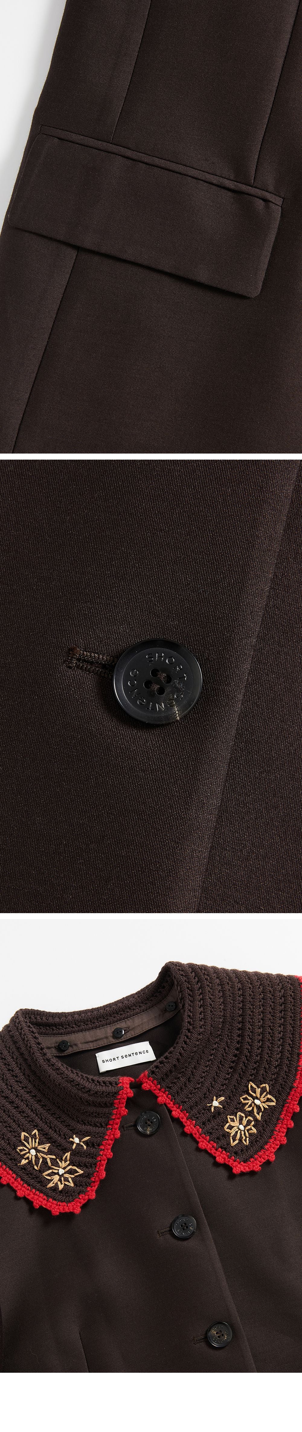 SHORT SENTENCE (concierge) (W) DETACHABLE KNITTED COLLAR BLAZER (CHESTNUT BROWN)