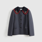 SHORT SENTENCE (concierge) (W) DETACHABLE KNITTED COLLAR BLAZER (DARK GREY)