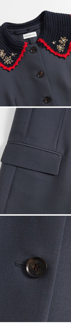 SHORT SENTENCE (concierge) (W) DETACHABLE KNITTED COLLAR BLAZER (DARK GREY)